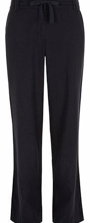 Dorothy Perkins Womens Tall navy linen wide leg trousers- Blue