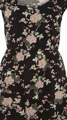 Dorothy Perkins Womens Tall Oriental Floral Tunic- Black