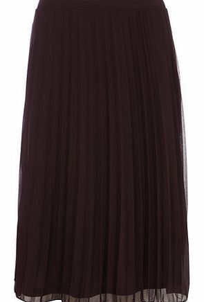 Dorothy Perkins Womens Tall Plum Mesh Pleat Midi Skirt- Purple