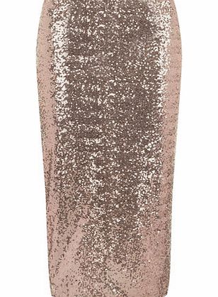 Dorothy Perkins Womens Tall rose gold sequin skirt- Rose Gold