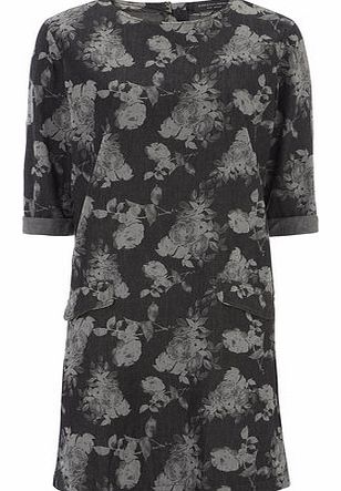 Dorothy Perkins Womens Tall Washed Black Rose Tunic- Black