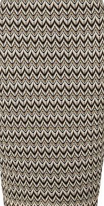 Dorothy Perkins Womens Tan and Blk Zig Zag knit Tube Skirt-