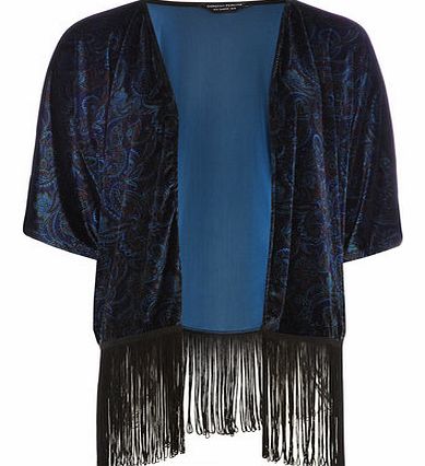 Dorothy Perkins Womens Teal Paisley Kimono- Blue DP05467481