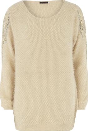 Dorothy Perkins, 1134[^]262015000709446 Womens Tenki Beige Full Sleeve Jumper- White