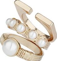 Dorothy Perkins, 1134[^]262015000709274 Womens Three Pack Pearl Stack Rings- Cream