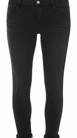 Dorothy Perkins Womens Washed Black Harper Skinny Roll Up