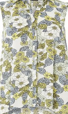 Dorothy Perkins Womens White Floral Sleeveless Shirt- White