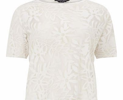 Womens White Palm Burnout Tee- White DP05460020