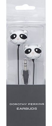 Womens White Panda Earphones- White DP11140202