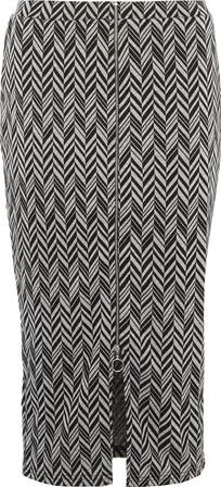 Dorothy Perkins, 1134[^]262015000708993 Womens Zip Front Chevron Tube Skirt- Black