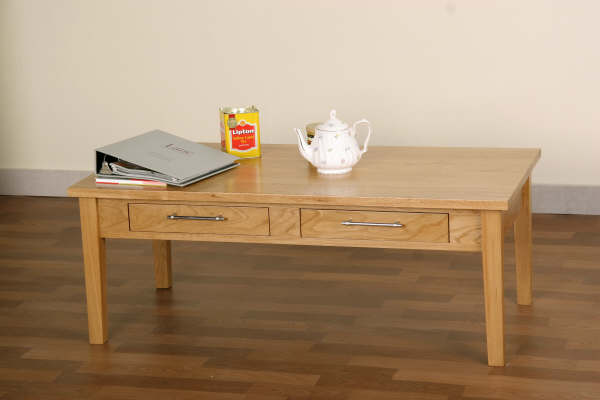 Oak Coffee Table - Chrome Handles