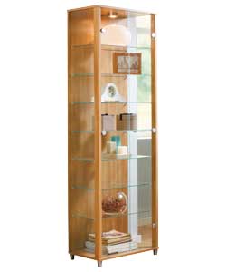 Double Glass Door Display Unit - Oak Effect