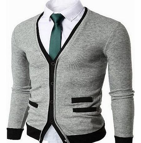 Doublju Mens Button up Pocket Cardigan GREY (NAK10)