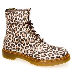 Female 8 Tie Leopard Boot Suede Upper Alternative in Beige and Brown