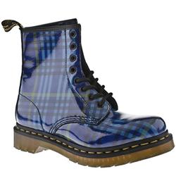 Female Dm 8 Eye Mcmartens Tartan Boot Patent Upper Casual in Blue