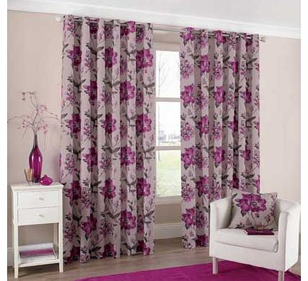 Tokyo Line Eyelet Curtains 168x183cm - Plum