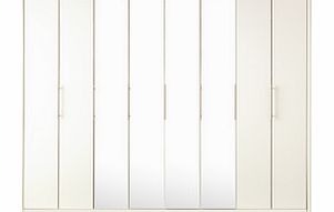 Toulon 8 Door Wardrobe With Centre Mirrors - White