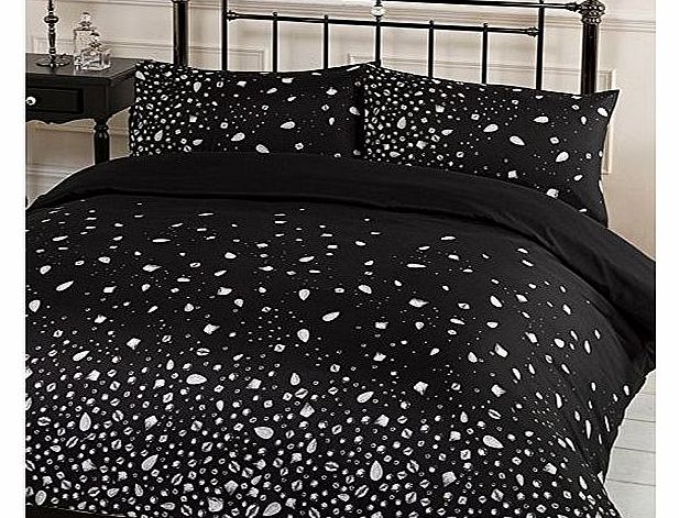 Duvet Quilt Cover & Pillow Case Bed Set - Glitz Black - Double