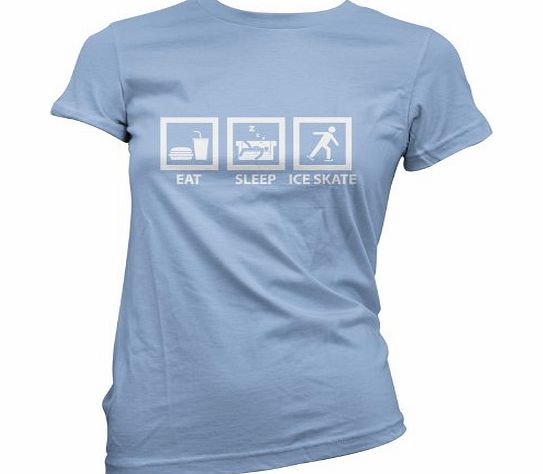 Dressdown Eat Sleep Ice Skate - Womens T-Shirt-Sky Blue-Large