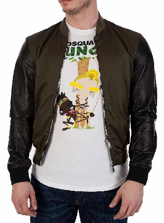 Baseball Contrast Leather Sleeve Jacket