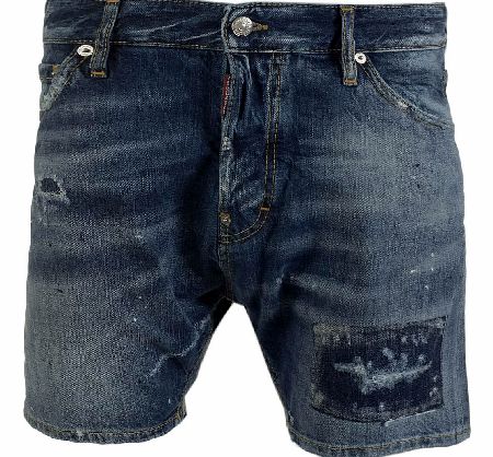 Washed  Destroyed Denim Shorts