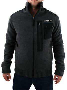 Anthracite Marl/Black/Grey Beam Zip Thru Knit