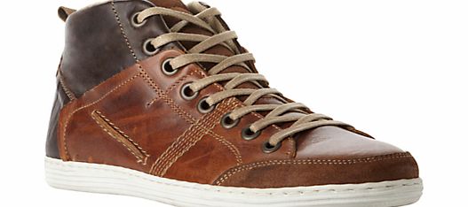 Dune Sacramento Leather Hi-Top Trainers, Tan