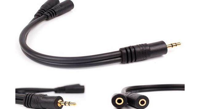 DURAGADGET 3.5mm Gold-Plated Headphones Split Adapter With Two Headphone Ports For Sony Xperia Tab 2, Acer Iconia Tab w511, Lenovo Thinkpad Tab 2, Blaupunkt Endeavour TV seven, Blaupunkt Polaris, Blau