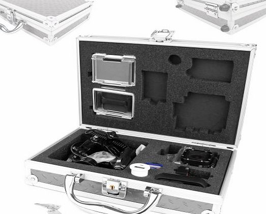 DURAGADGET GoPro HERO4, HERO3 , HERO3 (etc.) Flight Case - Ultra-Protective Contemporary Aluminium Flight Case with Shock-Absorbing, Custom Foam Interior for GoPro Headcams including GoPro Hero 3 AHDB