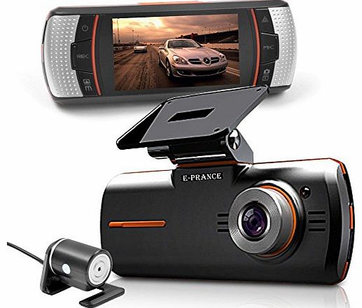 E-PRANCE New 2.7`` HD 1920*1080P F90G Car DVR Dual Cameras   G-Sensor   GPS Logger   H.264   5MP CMOS   Support HDMI 