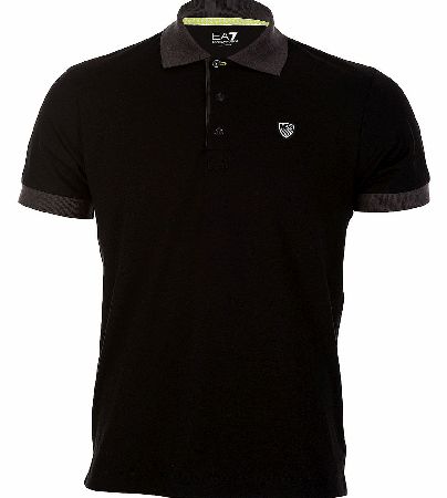 EA7 Emporio Armani Contrast Trim Black Polo