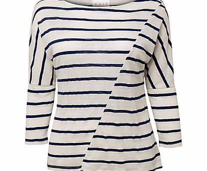 East Stripe Linen Blend Top, Navy