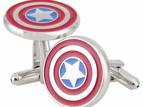 Ebest Rhodium Plated Captain America Cufflinks Marvel Comics Formal Wear