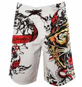 White `Tiger Trance` Shorts