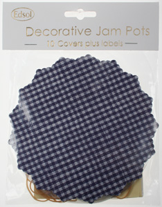 Edsol jam pot cover sets in Blue Gingham