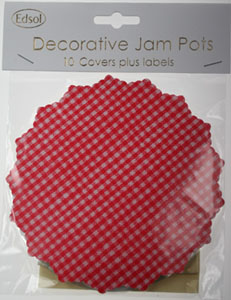 Edsol jam pot cover sets in Red Gingham