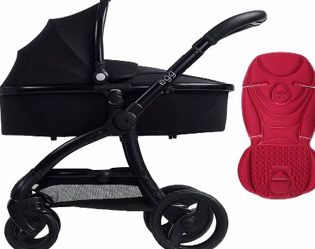 egg Pram Black/Gotham Black With Chilli Red Seat