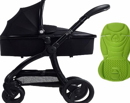 egg Pram Black/Gotham Black With Key Lime Seat