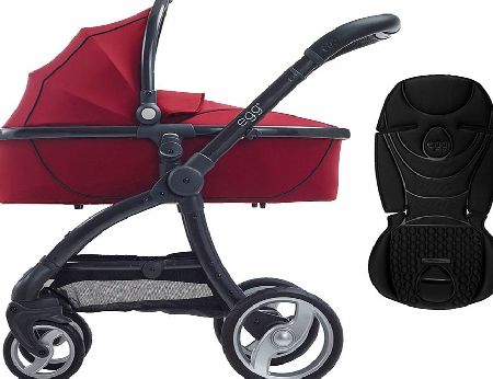 egg Pram Gunmetal/Berry Red With Jet Black Seat