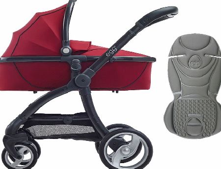 egg Pram Gunmetal/Berry Red With Steel Grey Seat