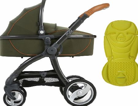 egg Pram Gunmetal/Forest Green With Citrus Lemon