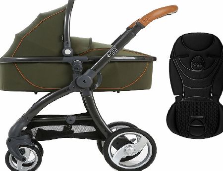 egg Pram Gunmetal/Forest Green With Jet Black