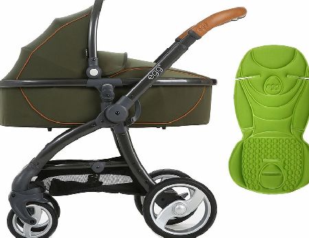 egg Pram Gunmetal/Forest Green With Key Lime