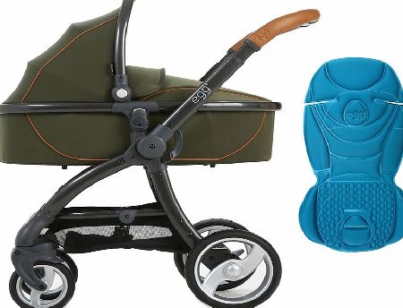 egg Pram Gunmetal/Forest Green With Kingfisher