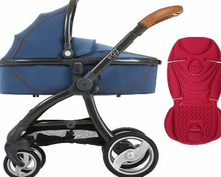 egg Pram Gunmetal/Petrol Blue With Chilli Red