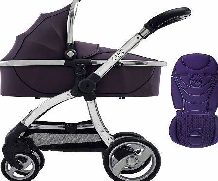 egg Pram Mirror/Storm Grey With Deep Purple Seat