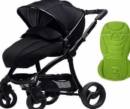 egg Stroller Black/Gotham Black With Key Lime