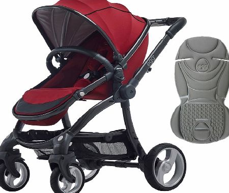 egg Stroller Gunmetal/Berry Red With Steel Grey