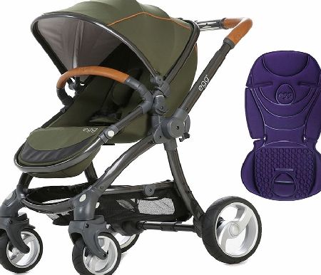 egg Stroller Gunmetal/Forest Green With Deep