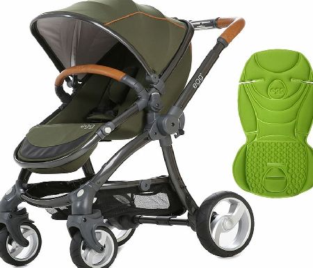 egg Stroller Gunmetal/Forest Green With Key Lime